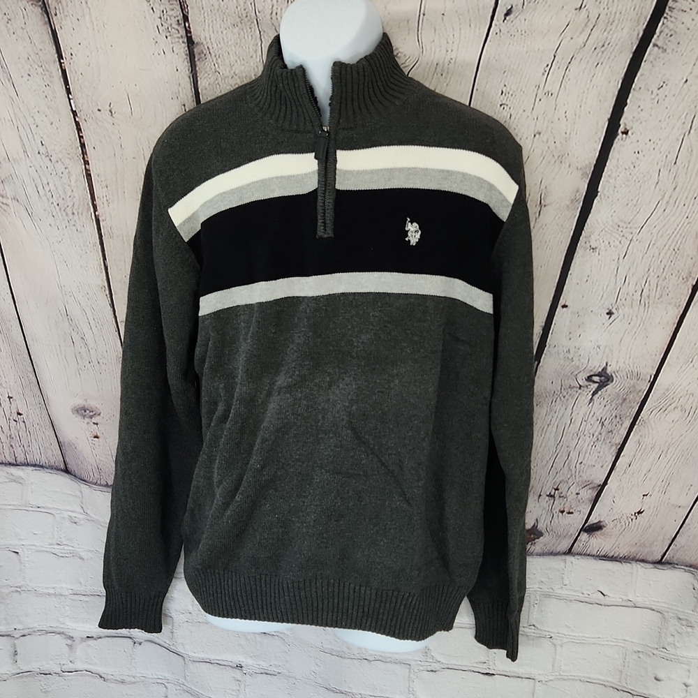 NWT U.S. Polo Assn men's 1/4 zipped pullover sweater